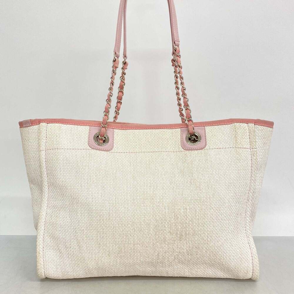 CHANEL Pink Raffia Deauville Tote Bag - Picture 11 of 11